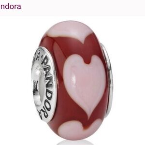 Pandora Red and Pink Heart Charm Bead